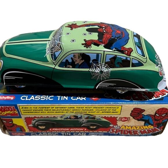 Spider Man Schylling Classic Tin Car with Embossed Spider Man - Picture 3 of 8